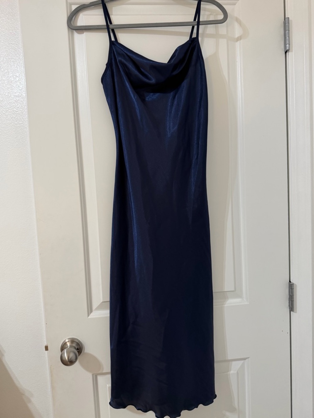 Bebe Navy Cowl Neck Midi Slip Dress